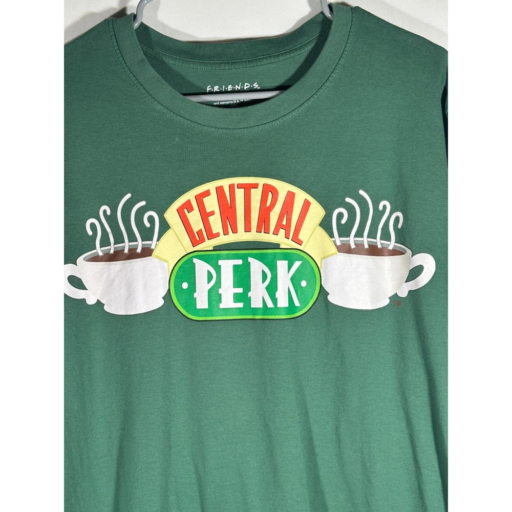 Friends Central Perk Mens Long Sleeve Crew Neck Pullover Green Shirt Size XL - Picture 2 of 5